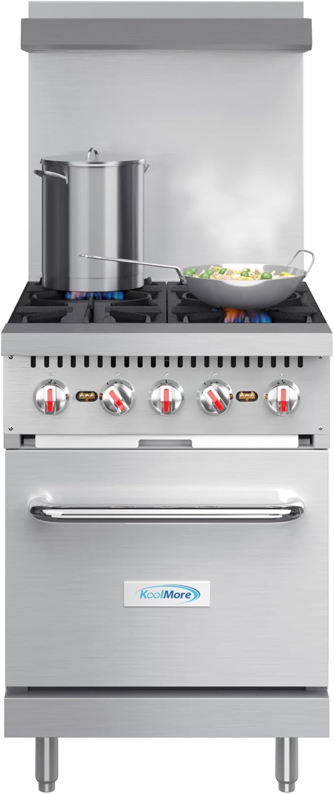 KoolMore 24 in. 4 Burner Commercial Natural Gas Range with Oven (KM-CR24-NG)