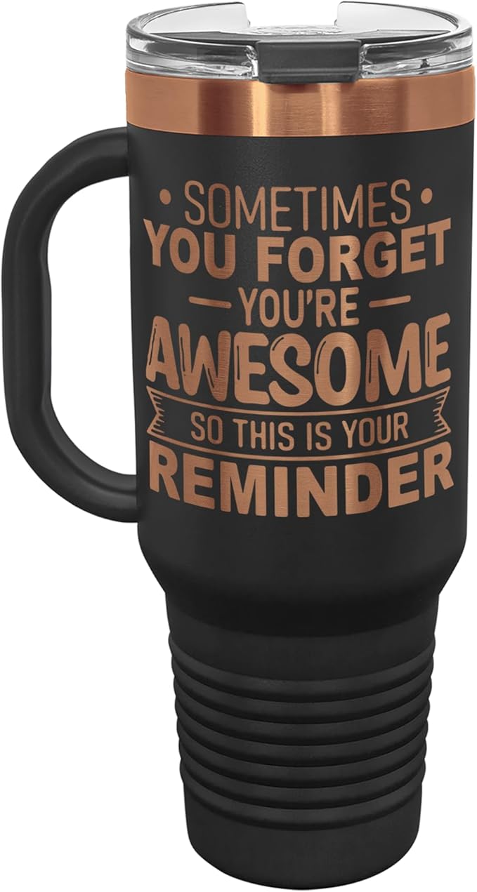 Spotted Dog Company Inspirational Tumbler, Inspirational Gifts for Men Dad Father Wife Sister Women, Birthday For Him Her, You?셱e Awesome Tumbler, Teacher Coworker Gifts 40oz Black Copper