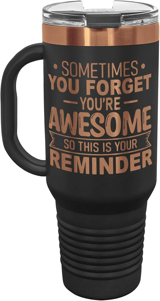 Spotted Dog Company Inspirational Tumbler, Inspirational Gifts for Men Dad Father Wife Sister Women, Birthday For Him Her, You?셱e Awesome Tumbler, Teacher Coworker Gifts 40oz Black Copper