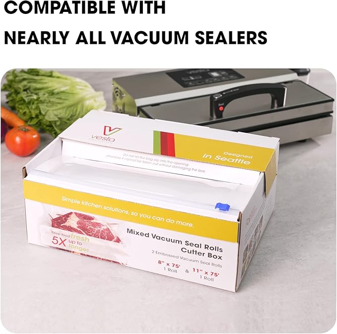 6" x 150' Vacuum Sealer Bags for Food Saver, with Cutter Dispenser, Commercial Grade Vacuum Sealer Rolls for Custom Sizing, BPA-Free, Ideal for Sous Vide Cooking, Meal Prep and Storage