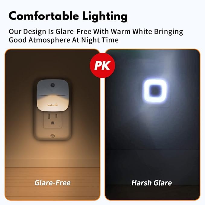 LED Night Light Plug into Wall with Smart Dusk to Dawn Sensor, Automatically Turn on and Off,Night Light for Kids,Bedroom,Bathroom,Stairs,Warm White, 4 Packs