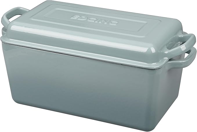 Enameled Cast Iron Dutch Oven, Oblong Bread Oven for Sourdough Bread Baking, Baking Pan, Dual Handles, Oven Safe, 4 Quart, Seasalt