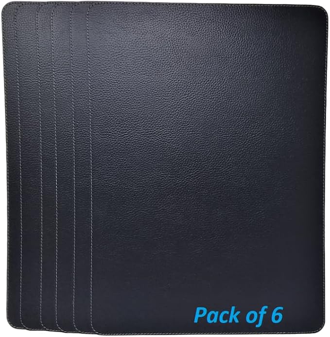 Nikalaz Set of 6 Placemats Made of Recycled Leather (18"x13", Black)