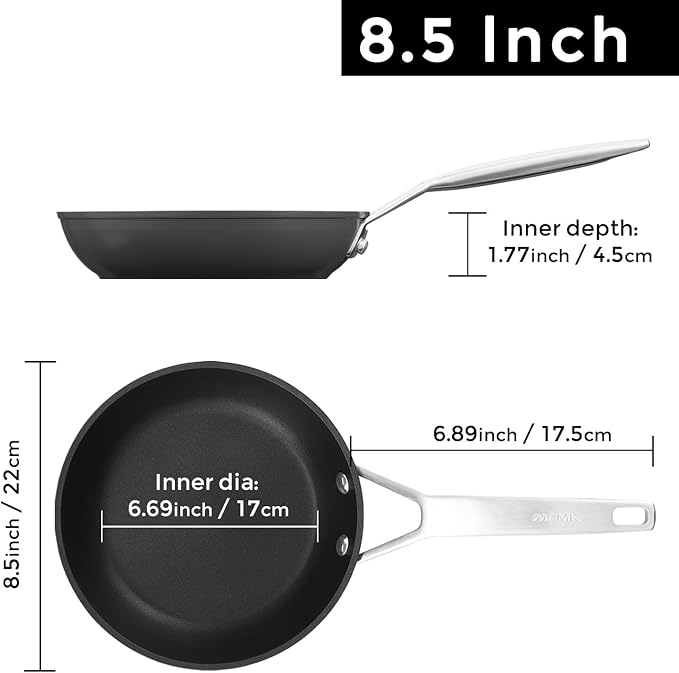 MsMk Small Egg Pan竊? 1/2 inch Titanium and Ceramic Nonstick Omelette Pan竊똕mall Frying Pan Safe for Induction竊똕cratch-resistant竊똎ven Safe to 700째F Pan for Cooking, Dishwasher Safe