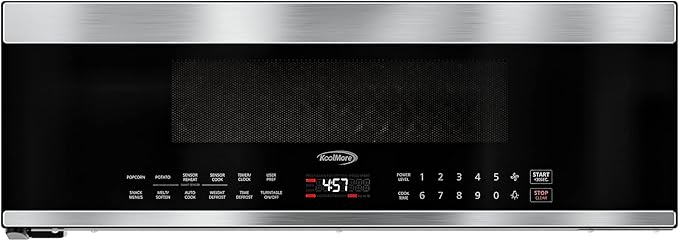KoolMore 30 Inch Over-The-Range Low Profile Microwave, 1.2 Cu. Ft. Built-in, 10 Power Levels, 13.5??Glass Turntable, 1000-Watt Power, Advanced Air Vent, and Heat Circulation (KM-MLPOT-1SS)