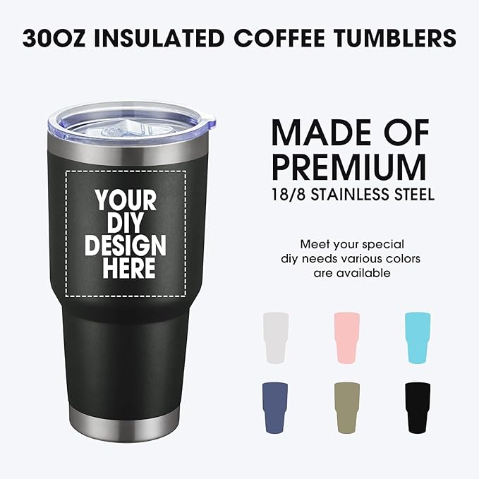 SMLIXE Personalized Coffee Tumbler Print in USA 30oz Stainless Steel Double Wall Insulated Coffee Cup With Text Photo Logo