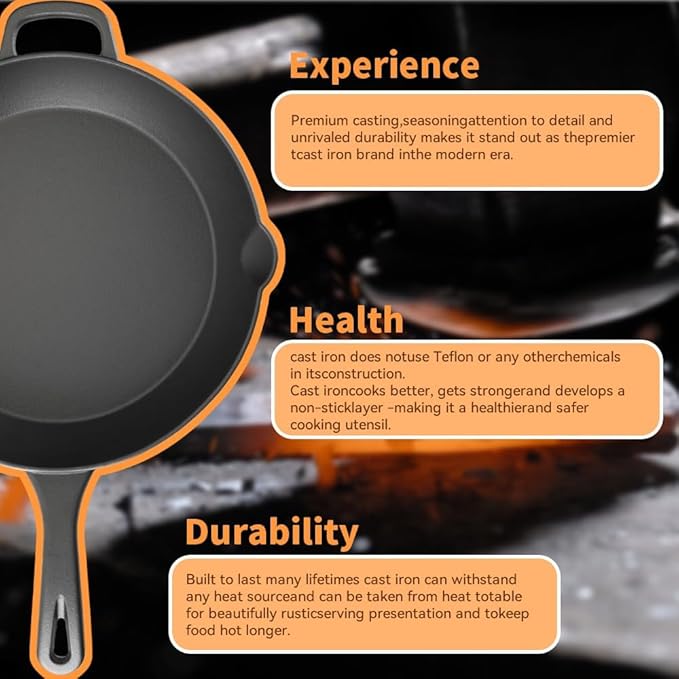 6 Inch Cast Iron Skillet ??Pre-Seasoned Mini Frying Pan, Oven & Grill Safe, Christmas Holiday Cookware for Camping, Breakfast & Single-Serve Cooking