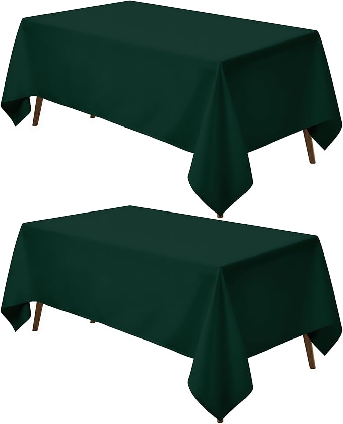 Utopia Kitchen Rectangle Table Cloth 2 Pack(60x102 Inches, Hunter Green), Tablecloth Machine Washable, Polyester Table Cover for Dining, Buffet Parties, Picnics, Events, Weddings and Restaurants