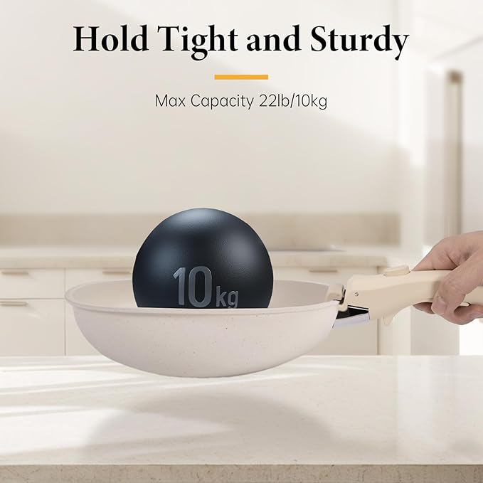 Removable Pot Handle Cream Beige, Universal Pan Handle, Replacement Handle for Pots and Pans, Fits All Cookware, Includes Spatula Rest & Drip Pad竊?Durable & Heat-Resistant