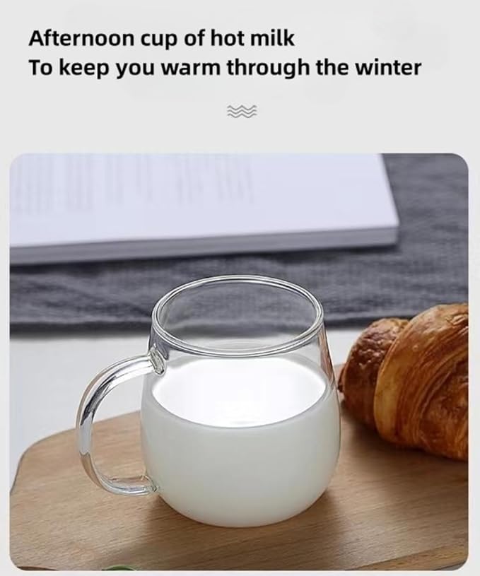 Clear Borosilicate Glass Coffee Mug with Black Handle, 450ml/16oz, Ideal for Coffee, Tea, Beer, and Beverages ??Durable, Gift-Ready Glass Mug