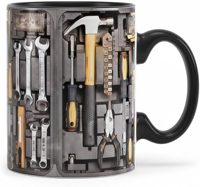 Mechanic Toolbox Mug, 2026 New Unique 3D Mechanic Toolbox Set Coffee Mug, Non-slip Reusable Mug, Suitable as a Gift for Coworkers, Fathers, Renovation Workers (P)