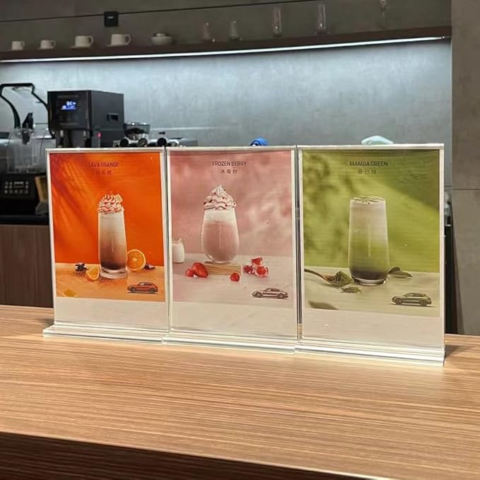 newnewshow 5?쐘7??Acrylic Sign Holder 6 Pack Vertical T Shape Double-Sided Desktop Display Holder