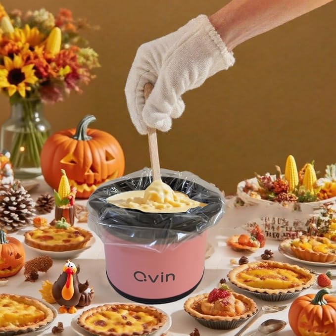 Mini Slow Cooker 0.65qt(20oz) warmer, fondue pot set,chocolate melting pot (stainless steel)??(pink)