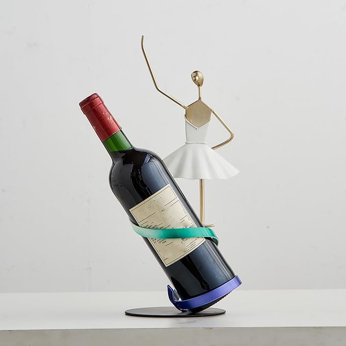 XINXUAN Ballet Dancer Metal Wine Rack-Modern Bar&Countertop Decor-Artistic Wine Holder- Gift for Wine Lover-14.96?쒱
