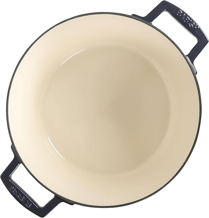 Babish 6-Quart Round Enameled Cast Iron Dutch Oven with Lid ??Blue, Heavy-Duty Dutch Oven for Slow Cooking, Braising & Baking