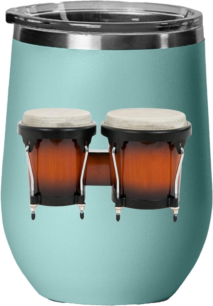 Bongos Wine Tumbler, Bongos Gift, 12oz Stainless Steel Wine Tumbler, Gifts For Him, For Her, For Boys, For Girls, Birthday, Christmas Gift idea (Teal)