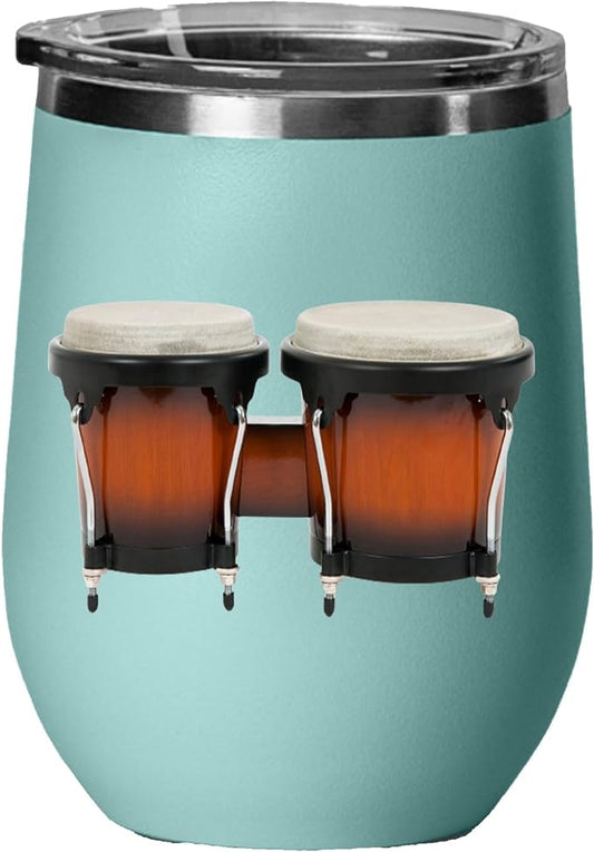 Bongos Wine Tumbler, Bongos Gift, 12oz Stainless Steel Wine Tumbler, Gifts For Him, For Her, For Boys, For Girls, Birthday, Christmas Gift idea (Teal)
