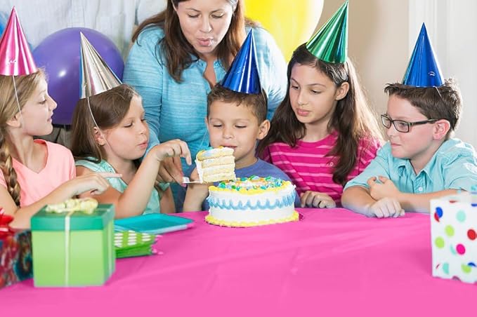 Party Solids 54 Inch X 300 Feet Cerise Plastic Table Cover Roll in A Cut - to - Size Box with Convenient Slide Cutter. Cuts Up to 36 Rectangle 8 Feet Plastic Disposable Tablecloths