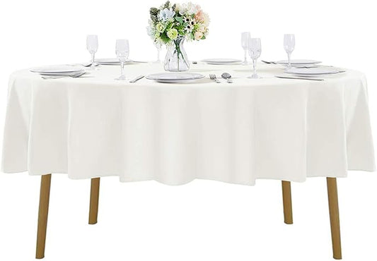 Cupuamon 70 inch Round Tablecloth Washable Polyester Table Cloth Decorative Table Cover for Wedding Party Dining Banquet（70 inch,Ivory）