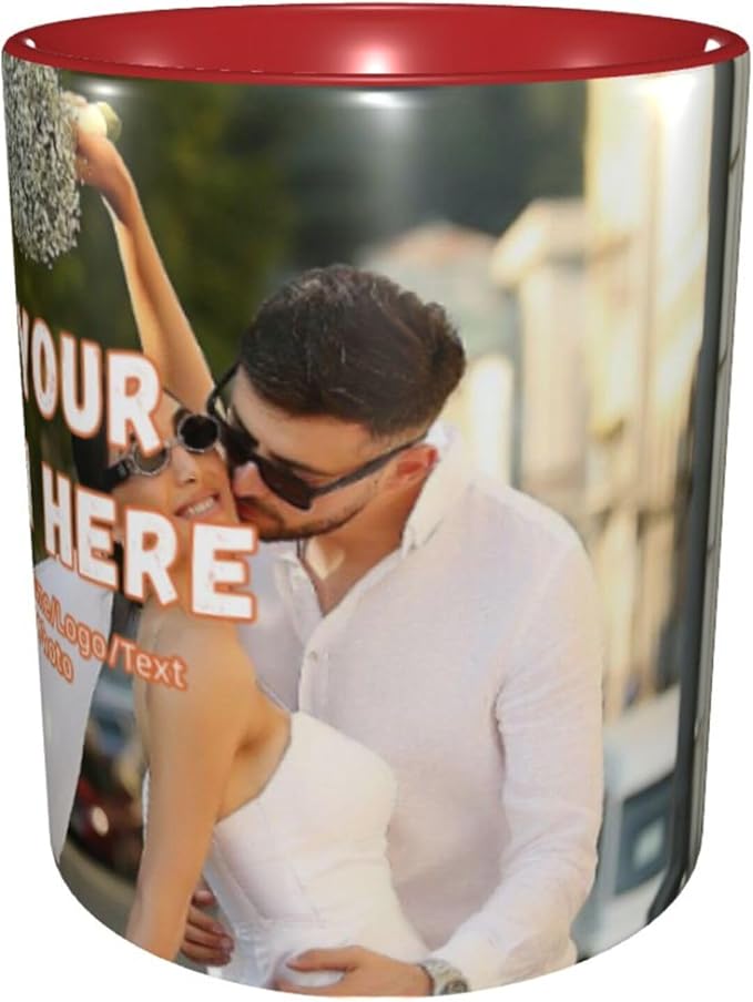 Custom Color Mugs with Partial or Full-Size Printing Customizable Photos and Text Coffee Mugs Creative Multicolor Designs Image (Full-Width, Red)