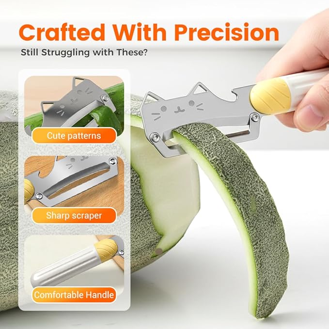 Thickened wooden handle fruit peeler, Stainless Steel Sharp Blades Carrot Potato Peeler with Wooden Handle and Bottle Opener Kitchen Tool for Fruit Veggie Pumpkin Papaya Zucchini (2 Pcs)
