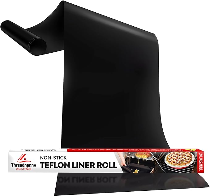 Teflon Liner Roll for Ovens, Stovetops & Grills (75??x 17?? - Custom Cut to Size & Shape Needed - Versatile Non-Stick Teflon Mat, Can Use As Oven Liner, Grill Mat, Stovetop Cover, Baking Sheet, etc.