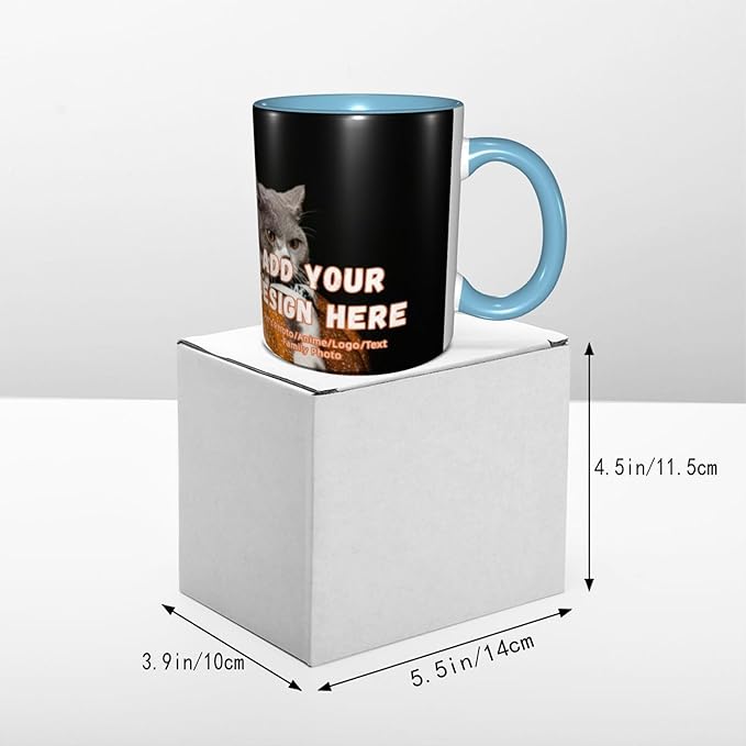 Customizable Mugs and Coffee Cups with Various Creative Designs Customize Your Photos Images Texts Partial or Full-Size Printing (Full-Width, Sky Blue)