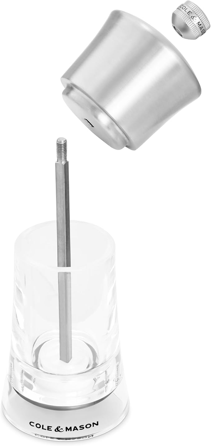 Cole & Mason Bromley Salt Mill, 6" - Salt Grinder with Ultra-Sharp Grinding Mechanism - Flavor-Enhancing Salt Shaker - Refillable Mill with Adjustable Grinding - Acrylic, Salt Mill