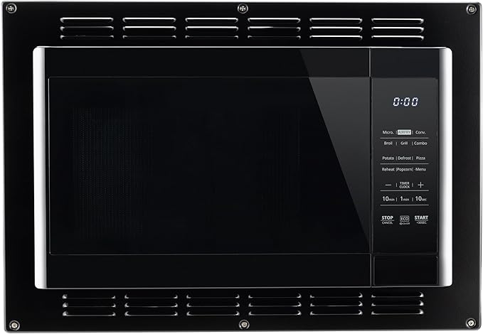 RecPro RV Kitchen Air Fryer & Convection Microwave with Trim Kit | 1.0 Cu. Ft. | 120V | 6 Cooking Modes (Black)