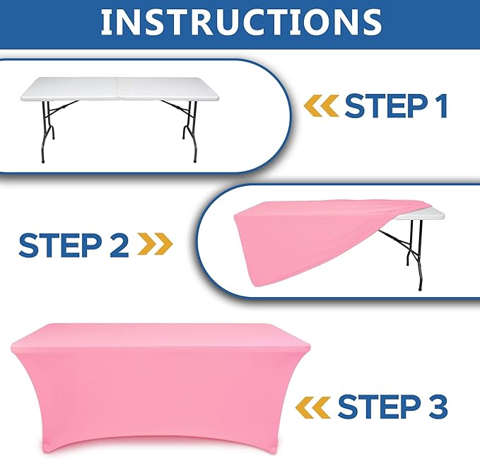 Enjoyidea Spandex Table Cloths for 8 Foot Rectangle Tables-6 Pack Fitted Stretch Pink Table Covers-Elastic Folding Tablecloths for Party, Vendor Booth Display, Banquet Buffet Event, Craft Trade Show
