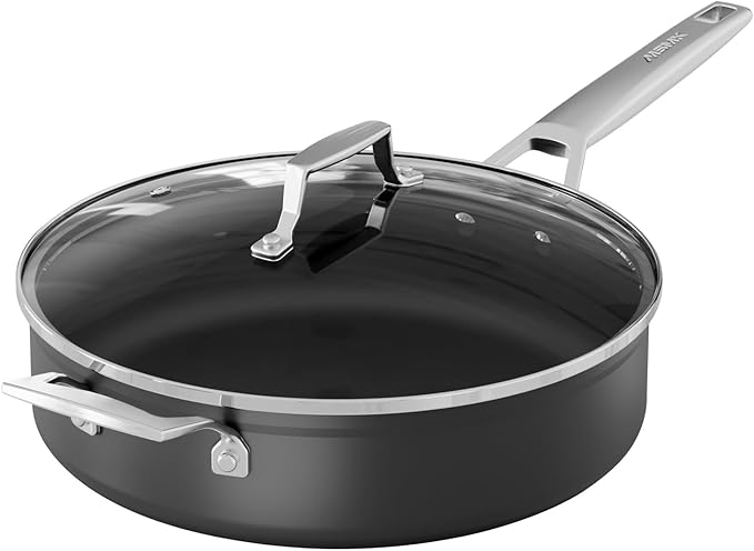 MsMk Nonstick Deep Frying Pan, 4.5 Quart Saute Pan with lid, 11 inch, Stay-Cool Handle, Smooth Bottom, PFAS Free Non-Toxic, Oven safe to 700?? Induction, Ceramic and Gas Cooktops