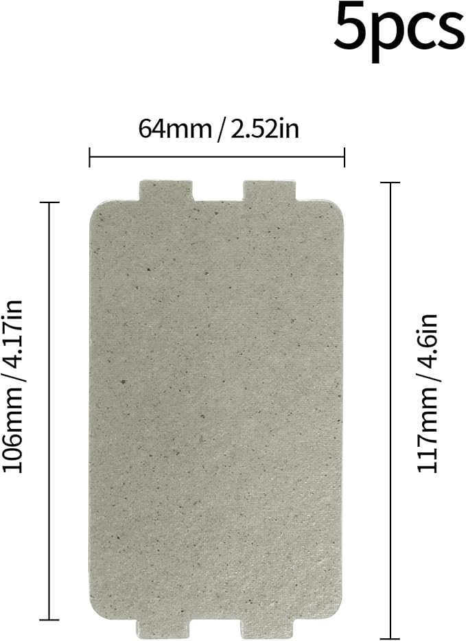 5 PCS Waveguide Cover, Universal Microwave Oven Mica Plate Sheet, 117mm X 64mm, Replacement Accessory for Home Kitchen Office