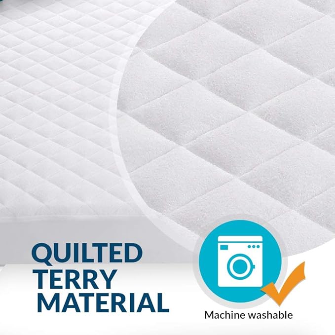 Crib Mattress Protector 100% Waterproof, Noiseless ??Viscose Made from Quilted Ultra Soft White Terry Fitted Sheet Style (28"x52")