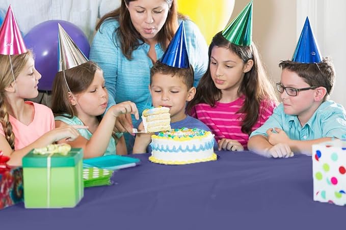 Party Solids 54 Inch X 100 Feet Navy Plastic Table Cover Roll in A Cut - to - Size Box with Convenient Slide Cutter. Cuts Up to 12 Rectangle 8 Feet Plastic Disposable Tablecloths