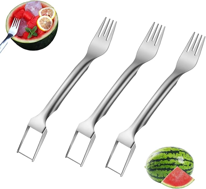 Watermelon Cutter ??2025 Upgraded Stainless Steel 2-in-1 Fork Slicer Tool | Portable & Multi-Functional for Effortless Fruit Slicing at Home, Parties, Camping & Kitchen Use (3, B)