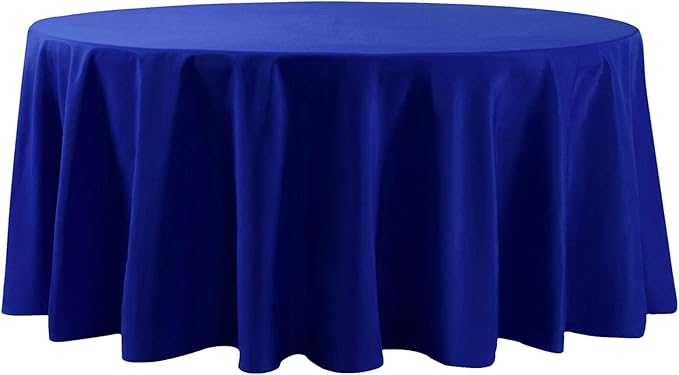 Cupuamon 132 inch Round Tablecloth Washable Polyester Table Cloth Decorative Table Cover for Wedding Party Dining Banquet（132 inch,Royal Blue）