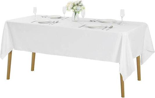 Cupuamon Rectangle Tablecloth 60x120 inch Washable Polyester Fabric Table Cloth for Wedding Party Dining Banquet Decoration（60x120, White）