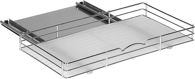 Pull Out Cabinet Organizer for Spices, Cans - Heavy Duty with Lifetime Limited Warranty- Pull Out Spice Rack- Cabinet Pull Out Shelf for Cans,Dishes, Etc, 20-3/8"Wx 10-1/2"D x 2-3/4??H, Chrome
