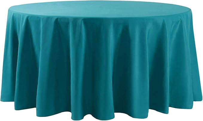 Cupuamon 108 inch Round Tablecloth Washable Polyester Table Cloth Decorative Table Cover for Wedding Party Dining Banquet（108 inch,Teal）