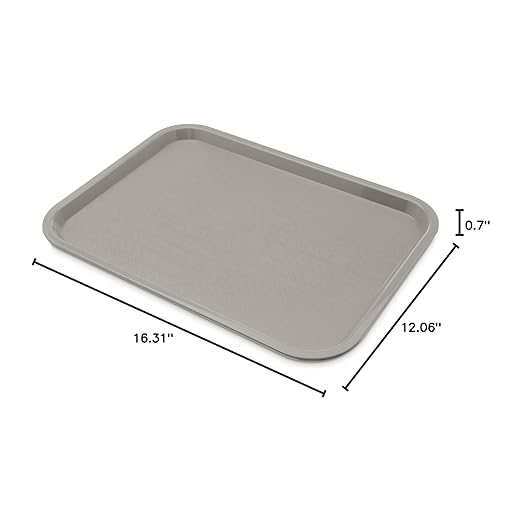 Carlisle FoodService Products CT121623 Caf챕 Standard Cafeteria / Fast Food Tray, 12" x 16", Gray