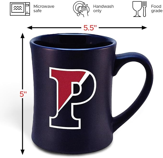 University of Pennsylvania Quakers Ceramic 16oz Sculpted Mug ??Official Team Logo Coffee Cup ??Handwash Recommended ??Individually Boxed