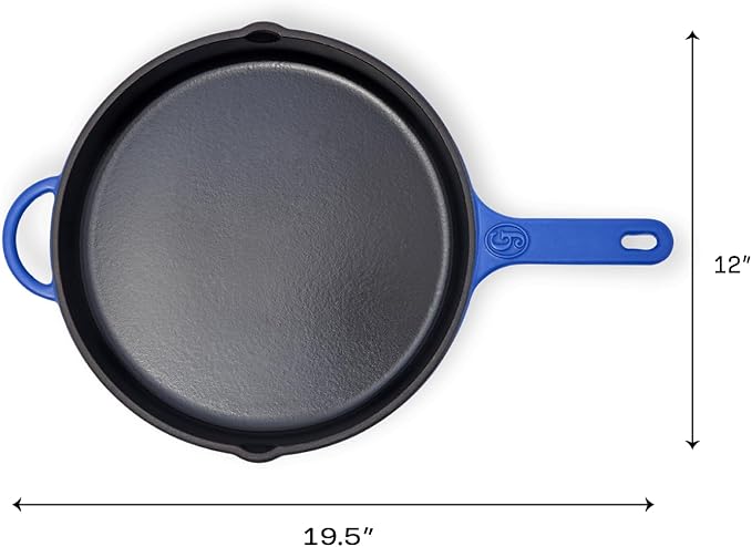 Great Jones King Sear Cast-Iron Skillet (Blueberry, 12") | Enameled for Easy Cleaning | Safe for All Stovetops & Ovens | Perfect for Crispy Chicken, Steak & More | Oven-Safe to 500째F | Hand Wash Only