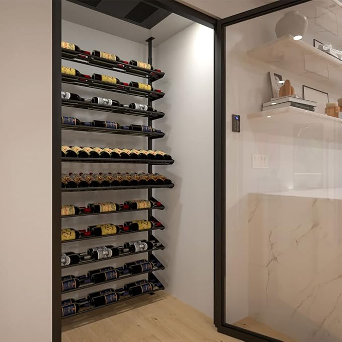 Ultra Wine Racks Showcase Bespoke Wine Display - Black, Storage for 78 Bottles, Horizontal & Display Rows, Wine Rack for Wine Cellars, Home Bars, & Dining Rooms