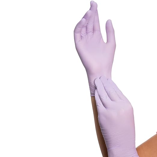 HALYARD* Lavender* Nitrile Exam Gloves, Disposable, Household Cleaning Supplies for First Aid, Beauty, Baby Care, Pet Care, 3.1 mil, X-Small, 52816 (Case of 2500)