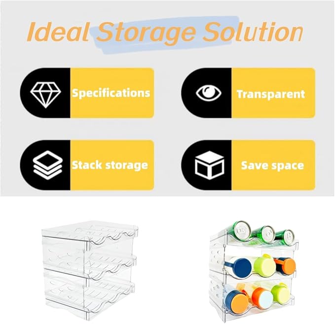 Plastic Stackable Bottle Storage Holder Rack,Free-Standing Water Bottle/Wine and Drink Organizer Shelf for Kitchen Cabinet,Fridge,Countertop,Pantry,Freezer,Water Bottle Organizer,9 Containe