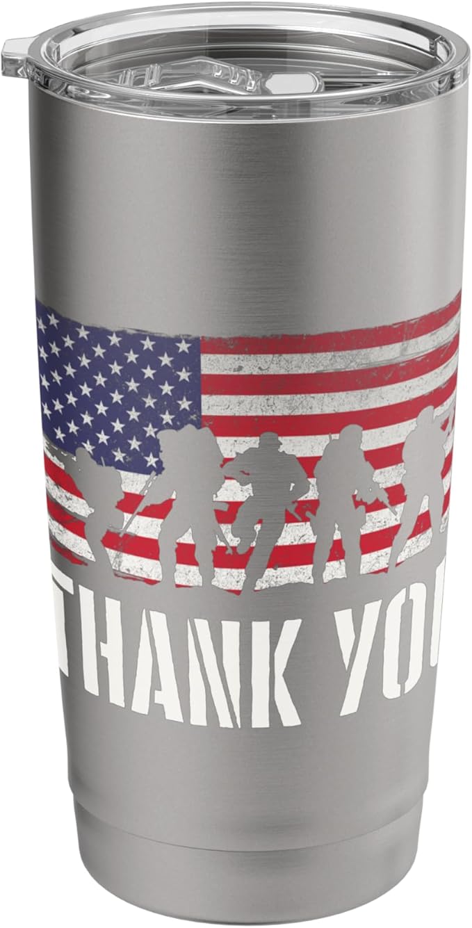 Thank You - Patriotic America Veterans Memorial Day Stainless Steel Insulated Tumbler