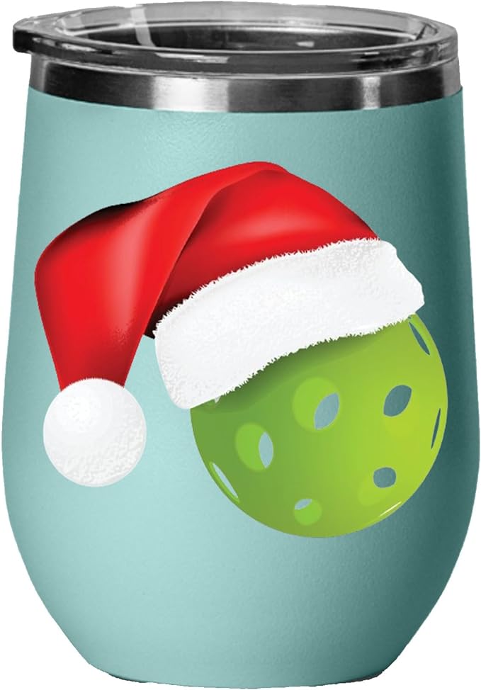 Pickleball Wine Tumbler, Pickleball Gift, 12oz Stainless Steel Wine Tumbler, Gifts For Him, For Her, For Boys, For Girls, Birthday, Christmas Gift idea (Teal)