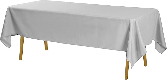 Cupuamon Rectangle Tablecloth 60x102 inch Washable Polyester Fabric Table Cloth for Wedding Party Dining Banquet Decoration（60x102, Silver）