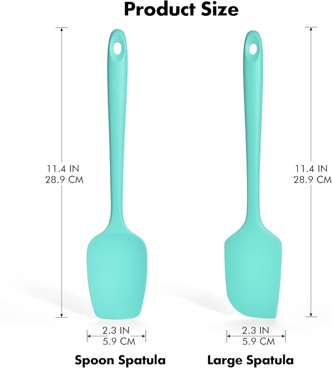2 Pieces Silicone Spatula Set: Ironberry 600쨘F Heat Resistant Food Grade Cooking & Baking Utensils, Kitchen Flexible Nonstick Rubber Scraper for Scraping, Mixing, Scrambling, Flipping (Aqua Sky)