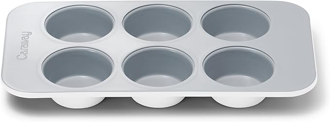 Caraway Nonstick Ceramic 6 Cup Muffin Pan ??Non-Toxic, PTFE & PFOA Free ??Oven Safe ??Aluminized Steel Core ??Small Muffin Pan for Baking Cupcakes, Muffins & More - White